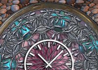Tischuhr 30cmx30cm inkl. Alu-Ständer -antikes Design bronze Artefakt Rosette geräuschloses Quarzuhrwerk -Wanduhr-Standuhr TU3796 DIXTIME