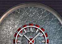 Tischuhr 30cmx30cm inkl. Alu-Ständer -antikes Design  Artefakt Mittelalter Steampunk geräuschloses Quarzuhrwerk -Wanduhr-Standuhr TU3799 DIXTIME
