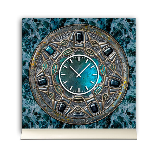 Tischuhr 30cmx30cm inkl. Alu-Ständer -antikes Design Motiv Marmor Bronze Artefakt geräuschloses Quarzuhrwerk -Wanduhr-Standuhr TU3803 DIXTIME