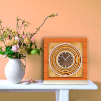 Tischuhr 30cmx30cm inkl. Alu-Ständer -antikes Design Rosette  geräuschloses Quarzuhrwerk -Wanduhr-Standuhr TU3837 DIXTIME