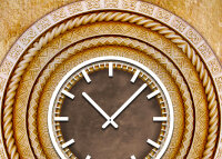 Tischuhr 30cmx30cm inkl. Alu-Ständer -antikes Design Rosette  geräuschloses Quarzuhrwerk -Wanduhr-Standuhr TU3837 DIXTIME