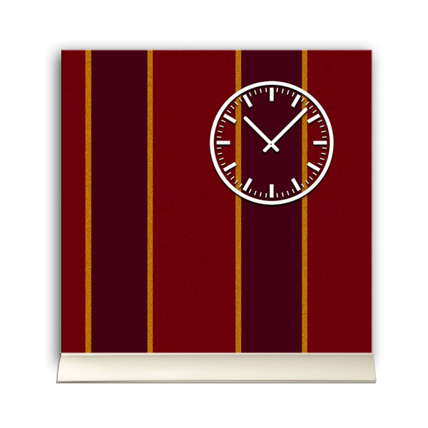 Tischuhr 30cmx30cm inkl. Alu-Ständer -modernes Design Streifen rot bordeaux geräuschloses Quarzuhrwerk -Wanduhr-Standuhr TU3843 DIXTIME