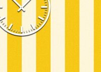 Tischuhr 30cmx30cm inkl. Alu-Ständer -modernes Design Streifen gelb weiß  geräuschloses Quarzuhrwerk -Wanduhr-Standuhr TU3845 DIXTIME