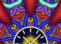 Tischuhr 30cmx30cm inkl. Alu-Ständer -abstraktes Design Cyber Techno bunt geräuschloses Quarzuhrwerk -Wanduhr-Standuhr TU3864 DIXTIME