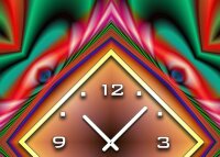 Tischuhr 30cmx30cm inkl. Alu-Ständer -abstraktes Design grün rot geräuschloses Quarzuhrwerk -Wanduhr-Standuhr TU3870 DIXTIME
