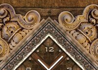 Tischuhr 30cmx30cm inkl. Alu-Ständer -antikes Design Motiv Holz Relief Schnitzerei geräuschloses Quarzuhrwerk -Wanduhr-Standuhr TU3956 DIXTIME
