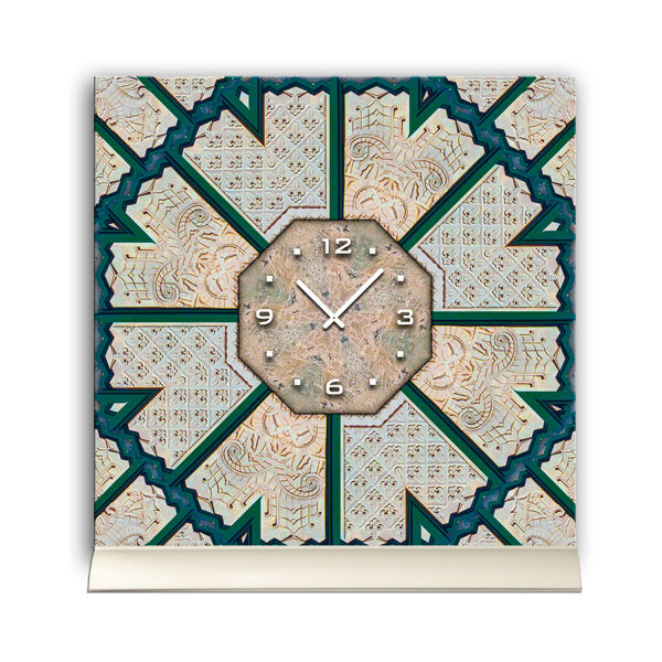 Tischuhr 30cmx30cm inkl. Alu-Ständer -antikes Design Steinfliesen-Muster geräuschloses Quarzuhrwerk -Wanduhr-Standuhr TU3958 DIXTIME