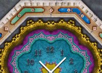 Tischuhr 30cmx30cm inkl. Alu-Ständer -orientslisches Design Steinfliesen-Muster  geräuschloses Quarzuhrwerk -Wanduhr-Standuhr T3961 DIXTIME
