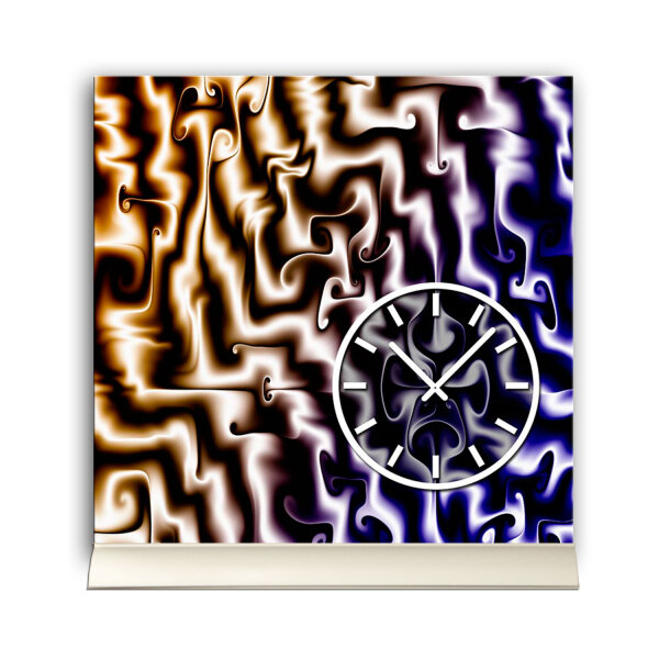 Tischuhr 30cmx30cm inkl. Alu-Ständer -modernes Design blau beige geräuschloses Quarzuhrwerk -Wanduhr-Standuhr TU3974 DIXTIME