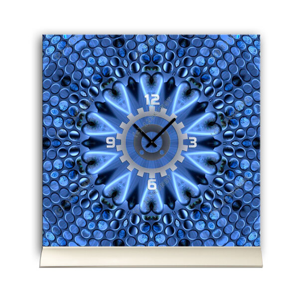 Tischuhr 30cmx30cm inkl. Alu-Ständer -abstraktes Design blau geräuschloses Quarzuhrwerk -Wanduhr-Standuhr TU3996 DIXTIME