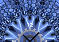 Tischuhr 30cmx30cm inkl. Alu-Ständer -abstraktes Design blau geräuschloses Quarzuhrwerk -Wanduhr-Standuhr TU3996 DIXTIME
