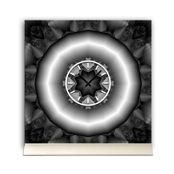 Tischuhr 30cmx30cm inkl. Alu-Ständer -abstraktes Design Ring anthrazit  geräuschloses Quarzuhrwerk -Wanduhr-Standuhr TU3998 DIXTIME