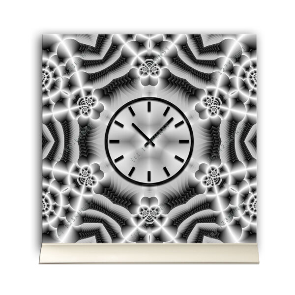 Tischuhr 30cmx30cm inkl. Alu-Ständer -abstraktes Design Kaleidoskop anthrazit  geräuschloses Quarzuhrwerk -Wanduhr-Standuhr TU4068 DIXTIME