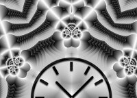 Tischuhr 30cmx30cm inkl. Alu-Ständer -abstraktes Design Kaleidoskop anthrazit  geräuschloses Quarzuhrwerk -Wanduhr-Standuhr TU4068 DIXTIME