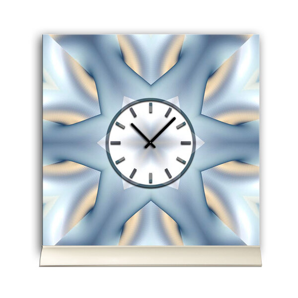 Tischuhr 30cmx30cm inkl. Alu-Ständer -abstraktes Design Stern eisblau  geräuschloses Quarzuhrwerk -Wanduhr-Standuhr TU4070 DIXTIME