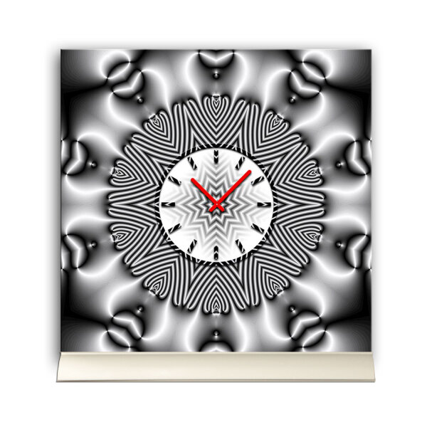 Tischuhr 30cmx30cm inkl. Alu-Ständer -abstraktes Design metallic grau  geräuschloses Quarzuhrwerk -Wanduhr-Standuhr TU4073 DIXTIME