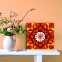 Tischuhr 30cmx30cm inkl. Alu-Ständer -abstraktes Design rot orange  geräuschloses Quarzuhrwerk -Wanduhr-Standuhr TU4074 DIXTIME