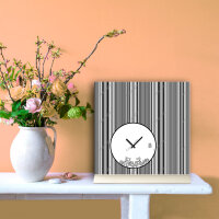 Tischuhr 30cmx30cm inkl. Alu-Ständer -modernes Design Streifen grau geräuschloses Quarzuhrwerk -Wanduhr-Standuhr TU4079 DIXTIME