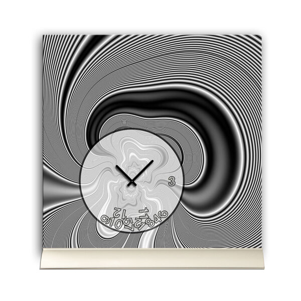 Tischuhr 30cmx30cm inkl. Alu-Ständer -modernes Design schwarz grau marmoriert  geräuschloses Quarzuhrwerk -Wanduhr-Standuhr TU4082 DIXTIME