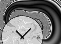 Tischuhr 30cmx30cm inkl. Alu-Ständer -modernes Design schwarz grau marmoriert  geräuschloses Quarzuhrwerk -Wanduhr-Standuhr TU4082 DIXTIME