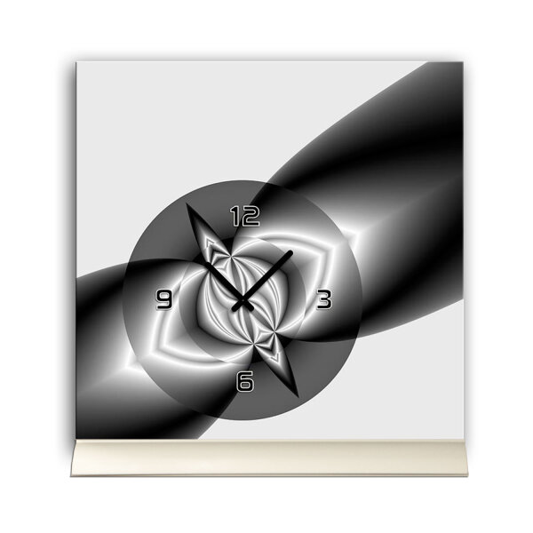 Tischuhr 30cmx30cm inkl. Alu-Ständer -abstraktes Design grau anthrazit geräuschloses Quarzuhrwerk -Wanduhr-Standuhr TU4086 DIXTIME
