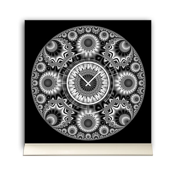 Tischuhr 30cmx30cm inkl. Alu-Ständer -abstraktes Design schwarz grau  geräuschloses Quarzuhrwerk -Wanduhr-Standuhr TU4088 DIXTIME