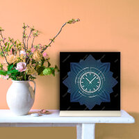 Tischuhr 30cmx30cm inkl. Alu-Ständer -abstraktes Design Stern blau schwarz  geräuschloses Quarzuhrwerk -Wanduhr-Standuhr TU4089 DIXTIME
