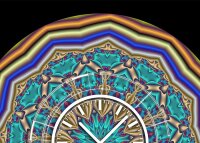 Tischuhr 30cmx30cm inkl. Alu-Ständer -abstraktes Design Kaleidoskop türkis bunt  geräuschloses Quarzuhrwerk -Wanduhr-Standuhr TU4090 DIXTIME