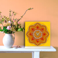 Tischuhr 30cmx30cm inkl. Alu-Ständer -abstraktes Design orange  geräuschloses Quarzuhrwerk -Wanduhr-Standuhr TU4091 DIXTIME