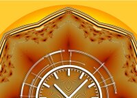 Tischuhr 30cmx30cm inkl. Alu-Ständer -abstraktes Design orange  geräuschloses Quarzuhrwerk -Wanduhr-Standuhr TU4091 DIXTIME