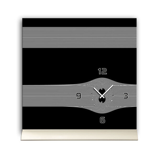Tischuhr 30cmx30cm inkl. Alu-Ständer -modernes Design schwarz grau  geräuschloses Quarzuhrwerk -Wanduhr-Standuhr TU4097 DIXTIME
