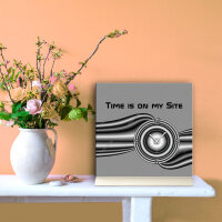 Tischuhr 30cmx30cm inkl. Alu-Ständer -modernes Design grau anthrazit  geräuschloses Quarzuhrwerk -Wanduhr-Standuhr TU4098 DIXTIME