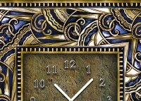 Tischuhr 30cmx30cm inkl. Alu-Ständer -antikes Design Vintage Fliesenmuster gold blau geräuschloses Quarzuhrwerk -Wanduhr-Standuhr TU4104 DIXTIME