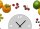 Tischuhr 30cmx30cm inkl. Alu-Ständer -modernes Design Obst Früchte Zitrone Orange Banane geräuschloses Quarzuhrwerk -Küchenuhr-Standuhr TU4178 DIXTIME