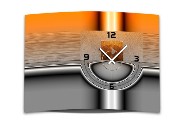 Wanduhr XXL 3D Optik Dixtime abstrakt orange grau 50x70 cm leises Uhrwerk GR-001