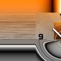 Wanduhr XXL 3D Optik Dixtime abstrakt orange grau 50x70 cm leises Uhrwerk GR-001
