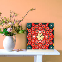 Tischuhr 30cmx30cm inkl. Alu-Ständer -modernes Design Gemüse Tomate Kürbis  geräuschloses Quarzuhrwerk -Küchenuhr-Standuhr TU4185 DIXTIME