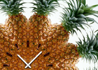Tischuhr 30cmx30cm inkl. Alu-Ständer -modernes Design Ananas  geräuschloses Quarzuhrwerk -Wanduhr-Standuhr TU4188 DIXTIME