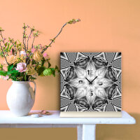 Tischuhr 30cmx30cm inkl. Alu-Ständer -abstraktes Design Kaleidoskop Stern grau  geräuschloses Quarzuhrwerk -Wanduhr-Standuhr TU4194 DIXTIME