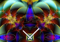 Tischuhr 30cmx30cm inkl. Alu-Ständer -abstraktes Design Kaleidoskop bunt  geräuschloses Quarzuhrwerk -Wanduhr-Standuhr TU4197 DIXTIME