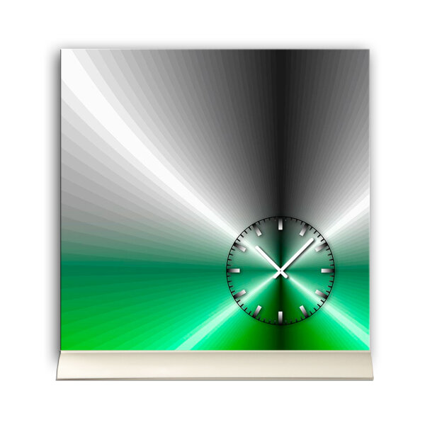Tischuhr 30cmx30cm inkl. Alu-Ständer -edles Design metallic grün  geräuschloses Quarzuhrwerk -Wanduhr-Standuhr TU4203 DIXTIME