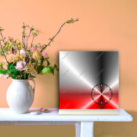 Tischuhr 30cmx30cm inkl. Alu-Ständer -edles Design metallic rot  geräuschloses Quarzuhrwerk -Wanduhr-Standuhr TU4206 DIXTIME