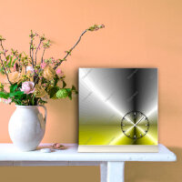 Tischuhr 30cmx30cm inkl. Alu-Ständer -edles Design metallic gelb  geräuschloses Quarzuhrwerk -Wanduhr-Standuhr TU4208 DIXTIME