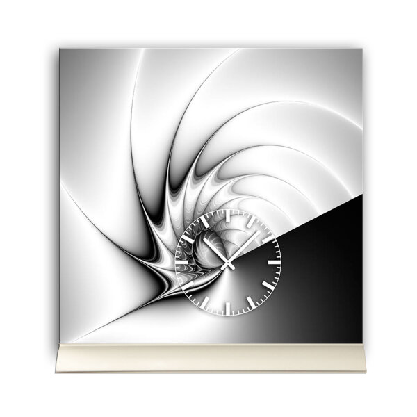 Tischuhr 30cmx30cm inkl. Alu-Ständer -edles Design grau schwarz  geräuschloses Quarzuhrwerk -Wanduhr-Standuhr TU4213 DIXTIME