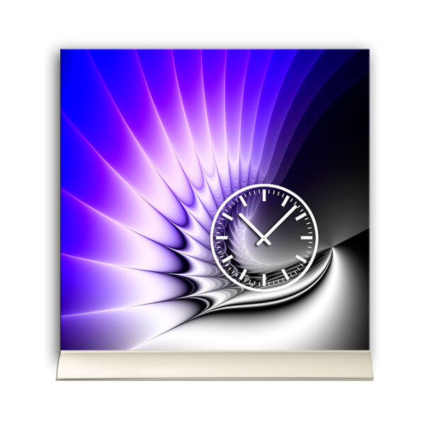 Tischuhr 30cmx30cm inkl. Alu-Ständer -edles Design lila blau geräuschloses Quarzuhrwerk -Wanduhr-Standuhr TU4215 DIXTIME