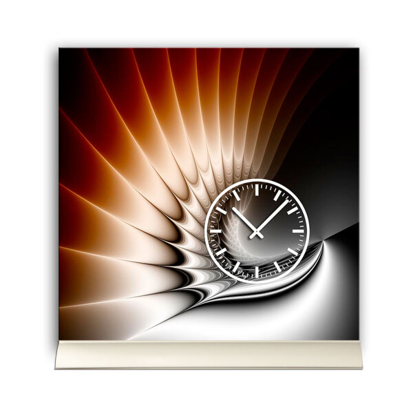 Tischuhr 30cmx30cm inkl. Alu-Ständer -edles Design braun kupferrot  geräuschloses Quarzuhrwerk -Wanduhr-Standuhr TU4217 DIXTIME