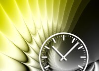 Tischuhr 30cmx30cm inkl. Alu-Ständer -edles Design gelb  geräuschloses Quarzuhrwerk -Wanduhr-Standuhr TU4221 DIXTIME