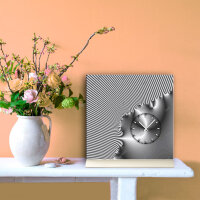 Tischuhr 30cmx30cm inkl. Alu-Ständer -edles Design silbergrau  geräuschloses Quarzuhrwerk -Wanduhr-Standuhr TU4228 DIXTIME
