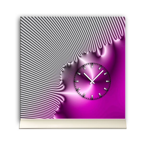 Tischuhr 30cmx30cm inkl. Alu-Ständer -edles Design silbergrau pink  geräuschloses Quarzuhrwerk -Wanduhr-Standuhr TU4229 DIXTIME