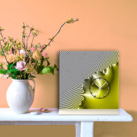 Tischuhr 30cmx30cm inkl. Alu-Ständer -edles Design silbergrau gelb  geräuschloses Quarzuhrwerk -Wanduhr-Standuhr TU4230 DIXTIME